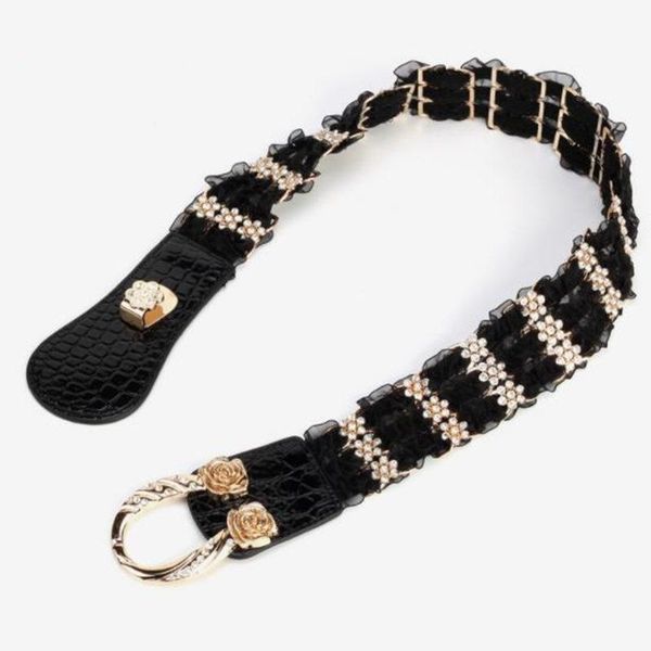 fashion decorative belt women pu lace elastic waist belts girl pu splice lace rhinestone belt metal buckle, Black;brown
fashion decorative belt women pu lace elastic waist belts girl pu splice lace rhinestone belt metal buckle, Black;brown