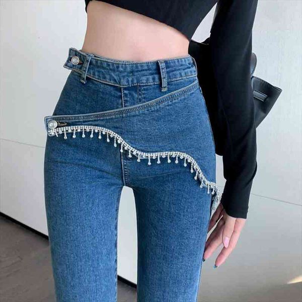 denim pants jeans womens autumn spring elastic high waist slim pencil pants tassel skinny female jeans trouser, Blue
denim pants jeans womens autumn spring elastic high waist slim pencil pants tassel skinny female jeans trouser, Blue