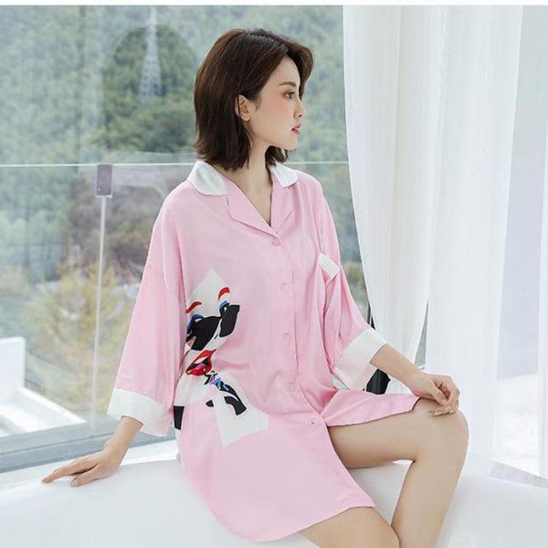 2021 new sleepwear women sleep shirt nightgown satin nightdress casual nightwear intimate lingerie home dressing gown, Black;red
2021 new sleepwear women sleep shirt nightgown satin nightdress casual nightwear intimate lingerie home dressing gown, Black;red