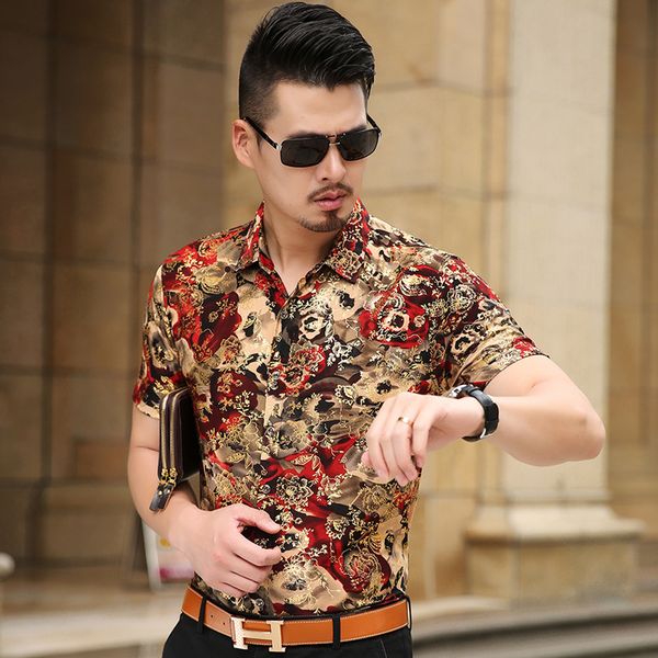 floral print shirt men brand new gold bronzing short sleeve chemise homme fancy flower mens dress shirts camisa masculina c1211, White;black
floral print shirt men brand new gold bronzing short sleeve chemise homme fancy flower mens dress shirts camisa masculina c1211, White;black