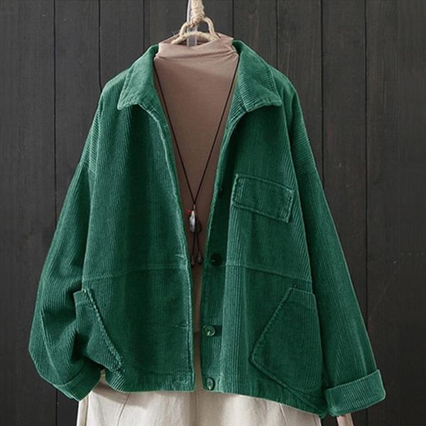 women solid cardigan corduroy crop lapel pocket long sleeve long autumn coat loose casual outwearjacket h1, Black;brown
women solid cardigan corduroy crop lapel pocket long sleeve long autumn coat loose casual outwearjacket h1, Black;brown