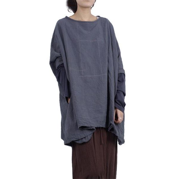 2020 autumn women long plus size loose t-shirt original vintage cotton pullover long-sleeve shirts line patchwork top, White
2020 autumn women long plus size loose t-shirt original vintage cotton pullover long-sleeve shirts line patchwork top, White