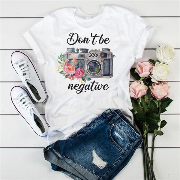 women graphic t shirt watercolor female printed vintage dont be negative camera flower ladies camisas mujer womens t shirt, White
women graphic t shirt watercolor female printed vintage dont be negative camera flower ladies camisas mujer womens t shirt, White