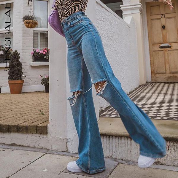 shengpalae knee hole jeans women's srping 2021 new high waist trendy streetwear solid color wide leg female denim pants 5a1194, Blue
shengpalae knee hole jeans women's srping 2021 new high waist trendy streetwear solid color wide leg female denim pants 5a1194, Blue
