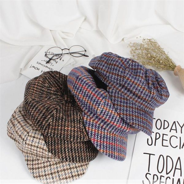 berets retro art octagonal hat for women autumn winter casual plaid artist british style woolen woman hats 2021 1, Blue;gray
berets retro art octagonal hat for women autumn winter casual plaid artist british style woolen woman hats 2021 1, Blue;gray