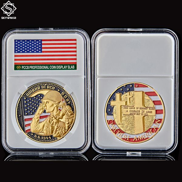 1944.6.6 d-day omaha beach 1oz gold plated souvenir cimetiere american military challenge coin w/pccb box
1944.6.6 d-day omaha beach 1oz gold plated souvenir cimetiere american military challenge coin w/pccb box