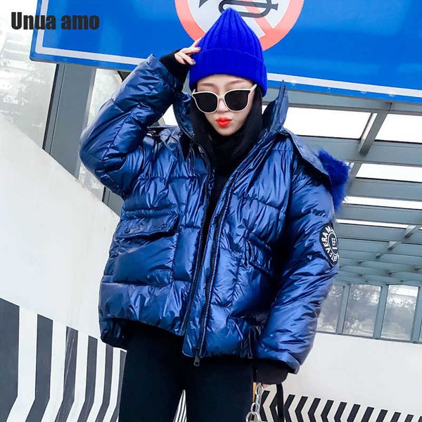 unua amo women's parka fur collar hooded down jacket 2021 loose fit fashion glossy thick warm winter coat woman, Black
unua amo women's parka fur collar hooded down jacket 2021 loose fit fashion glossy thick warm winter coat woman, Black