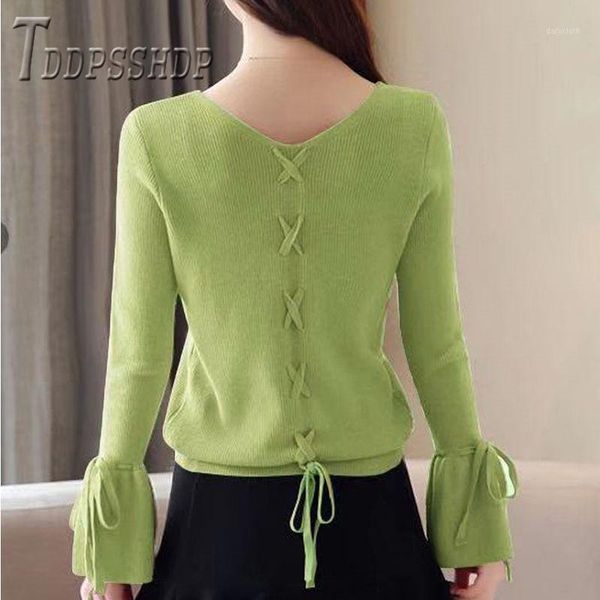 2019 new autumn winter bandage women sweater knitting flare sleeve female sweaters1, White;black
2019 new autumn winter bandage women sweater knitting flare sleeve female sweaters1, White;black
