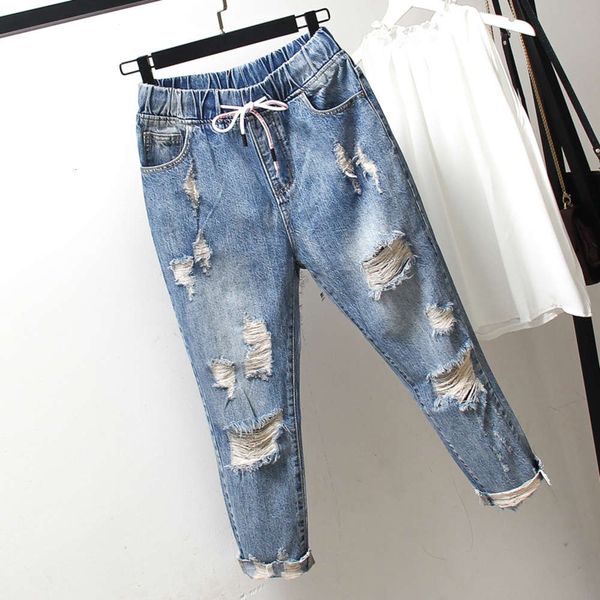 2020 new spring dress large size bf perforated jeans women's 200 kg loose harlan capris fat sister pants, Blue
2020 new spring dress large size bf perforated jeans women's 200 kg loose harlan capris fat sister pants, Blue
