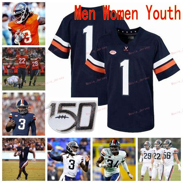 stitched custom 1 ellis 1 nick grant 10 brennan armstrong 13 terrell jana uva virginia cavaliers college men women youth jersey, Black