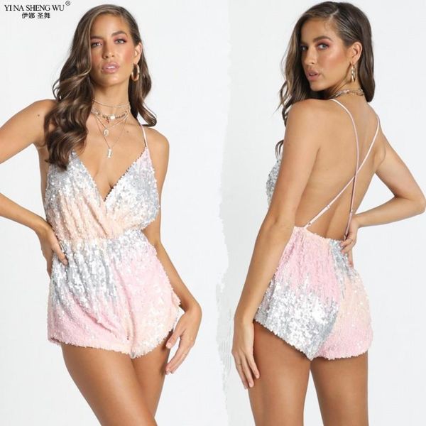 new women's summer sequined jumpsuit short loose sleeveless deep v-neck beach rompers bodycon party evening clothing1, Black;white
new women's summer sequined jumpsuit short loose sleeveless deep v-neck beach rompers bodycon party evening clothing1, Black;white