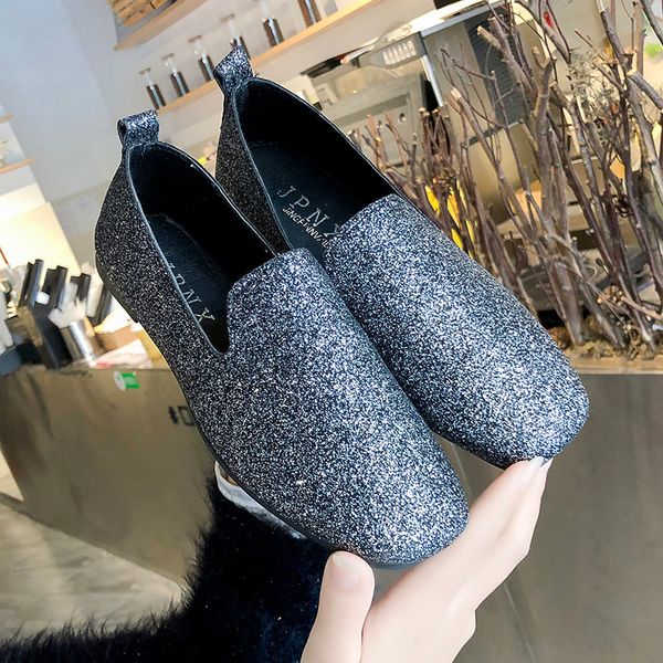 2021 the new women new gold glitter recreation gliding loafer women's shoes to show size silver z5ke, Black
2021 the new women new gold glitter recreation gliding loafer women's shoes to show size silver z5ke, Black