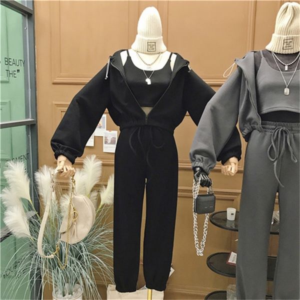2021 new 3 woman's ensemble parts; women's team sport long sleeves hoodie nightgown + high waist ankle strapped pants tw8l, Gray
2021 new 3 woman's ensemble parts; women's team sport long sleeves hoodie nightgown + high waist ankle strapped pants tw8l, Gray