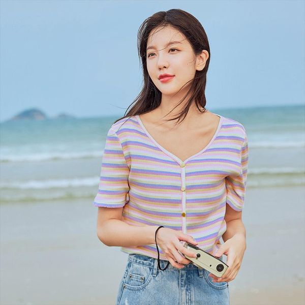 2020 summer new arrival rainbow stripe slimmed candy contrast color casual t shirt drop shipping good quality, White
2020 summer new arrival rainbow stripe slimmed candy contrast color casual t shirt drop shipping good quality, White