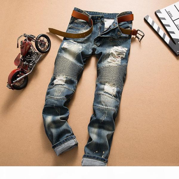 men distressed ripped jeans fashion designer straight motorcycle biker causal denim pants streetwear style runway rock star jeans cool, Blue
men distressed ripped jeans fashion designer straight motorcycle biker causal denim pants streetwear style runway rock star jeans cool, Blue