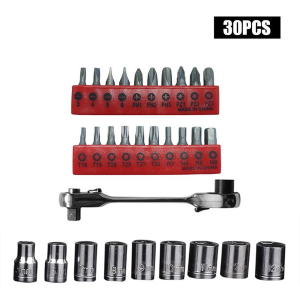 30pcs mini 1/4 inch quick socket ratchet wrench rod double ended handle screwdriver bit set car repair hand tools
30pcs mini 1/4 inch quick socket ratchet wrench rod double ended handle screwdriver bit set car repair hand tools