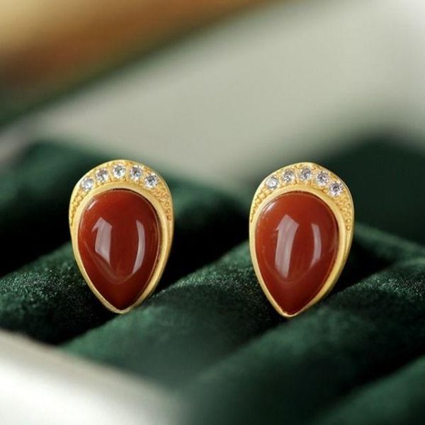 snew silver inlaid natural southern red agate earrings drop-shaped small retro niche design crafts women brand jewelry, Golden;silver
snew silver inlaid natural southern red agate earrings drop-shaped small retro niche design crafts women brand jewelry, Golden;silver