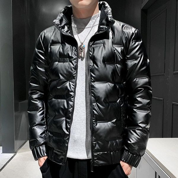 men's down & parkas jacket bright face korean standing collar handsome light winter coat fashion brand wear, Black
men's down & parkas jacket bright face korean standing collar handsome light winter coat fashion brand wear, Black
