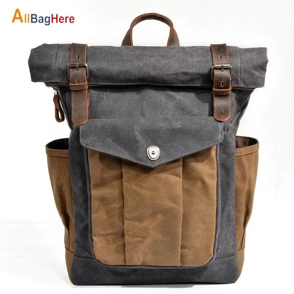 outdoor bags vintage canvas lapbackpacks men waxed leather school travel backpack large capacity waterproof retro tourist bagpack
outdoor bags vintage canvas lapbackpacks men waxed leather school travel backpack large capacity waterproof retro tourist bagpack