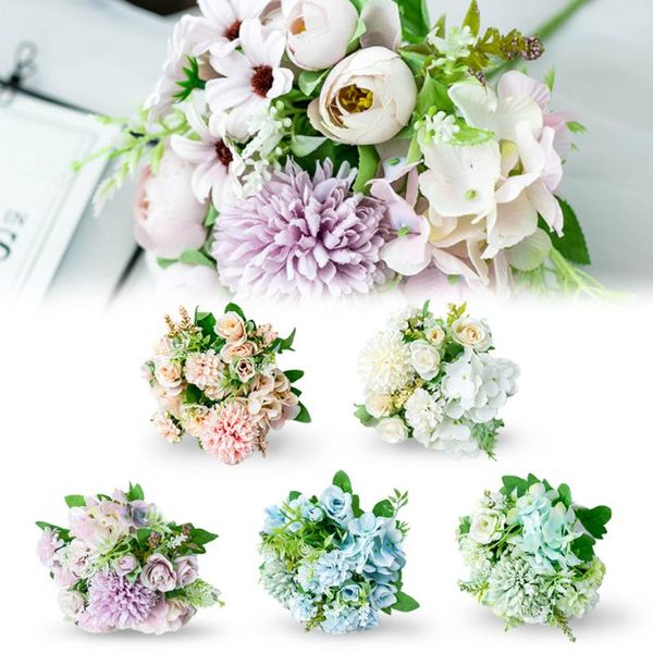 13 heads real touch artificial silk flowers bridal wedding bouquet lifelike simulated silk+plastic materials flowers home decor
