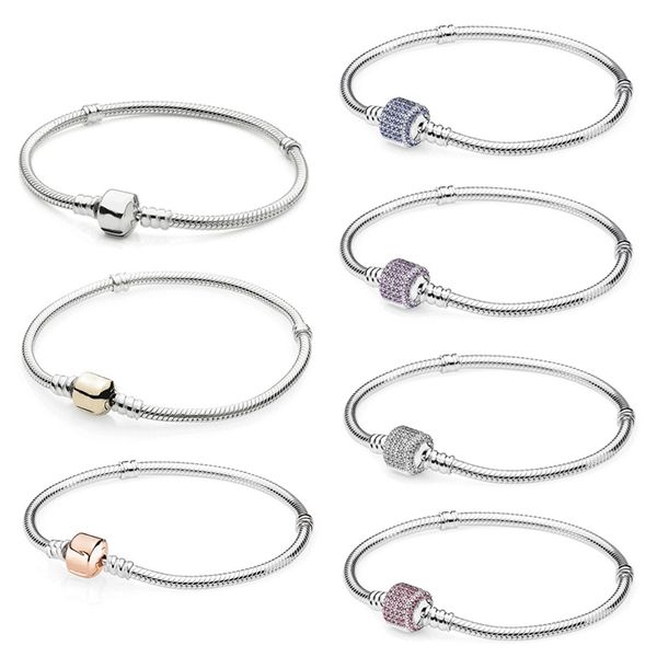 original 925 sterling silver bracelet signature clasp crystal snake chain bangle fit women bead charm diy fashion jewelry t200422, Black
original 925 sterling silver bracelet signature clasp crystal snake chain bangle fit women bead charm diy fashion jewelry t200422, Black