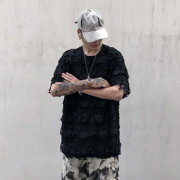broken hole red men's fashion douyin alternative harajuku dark japanese casual chic personality short-sleeved t-shirt, White;black
broken hole red men's fashion douyin alternative harajuku dark japanese casual chic personality short-sleeved t-shirt, White;black