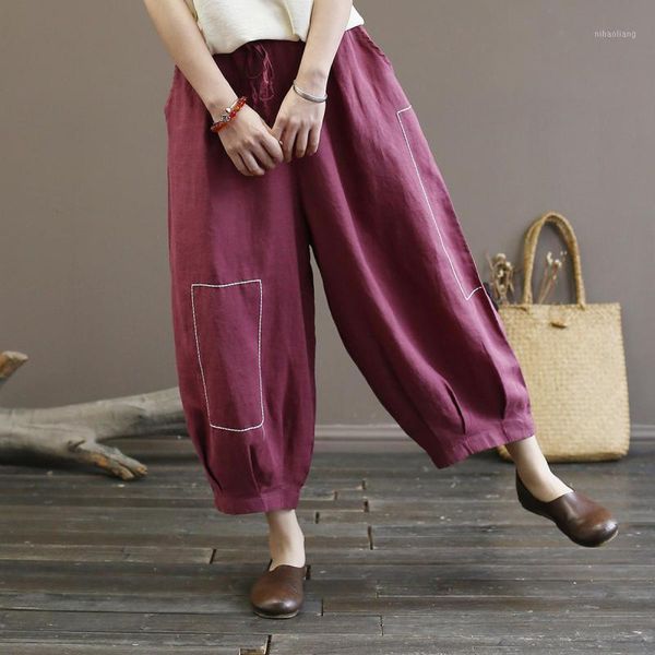 women's pants & capris johnature loose ankle-length casual elastic waist solid color harem 2021 summer clothes trousers women1, Black;white
women's pants & capris johnature loose ankle-length casual elastic waist solid color harem 2021 summer clothes trousers women1, Black;white