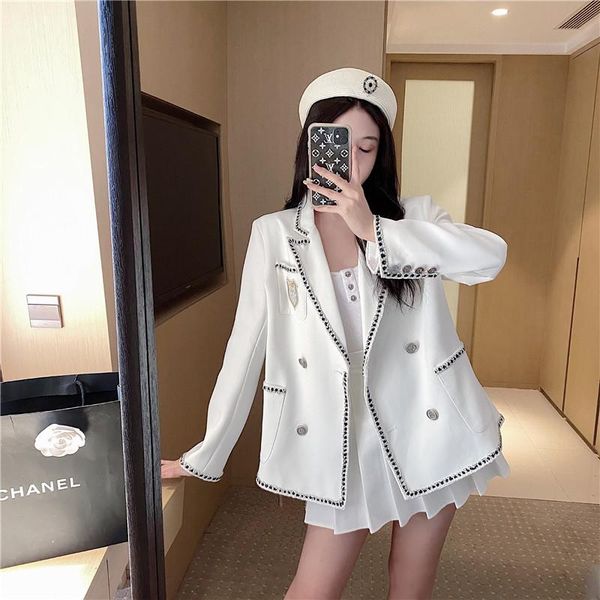 women's suits & blazers vintage korean women blazer casual loose elegant simple fashion double breasted marynarka damska jacket de50xz, White;black
women's suits & blazers vintage korean women blazer casual loose elegant simple fashion double breasted marynarka damska jacket de50xz, White;black