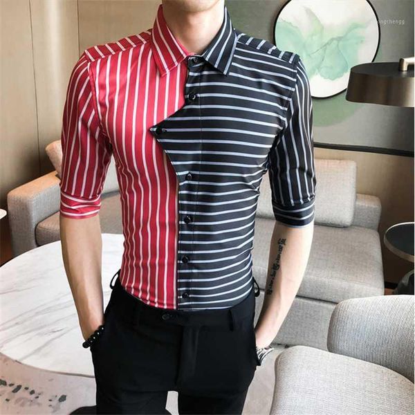 2020 new men's personality striped shirt summer casual patchwork color men's shirt slim fit short sleeve dress streetwear1, White;black
2020 new men's personality striped shirt summer casual patchwork color men's shirt slim fit short sleeve dress streetwear1, White;black