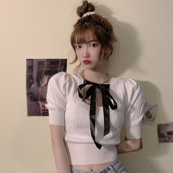 new bow tie lace square neck t-shirt summer ice silk two sides wear women's thin short-sleeved top, White
new bow tie lace square neck t-shirt summer ice silk two sides wear women's thin short-sleeved top, White