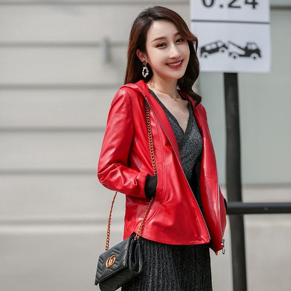 women's leather & faux sheepskin natural 2021 jacket autumn winter hooded women slim motorcycle jackets woman real coat s, Black
women's leather & faux sheepskin natural 2021 jacket autumn winter hooded women slim motorcycle jackets woman real coat s, Black