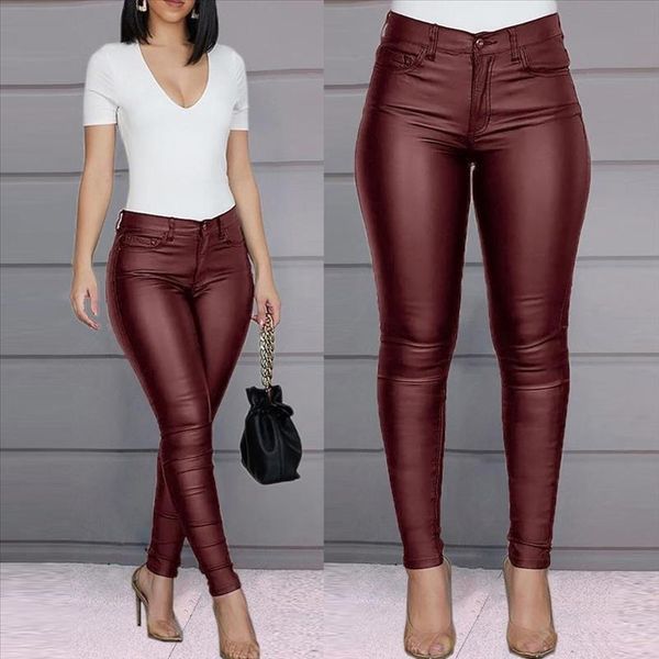 women black wine wet large size high waisted buttoned coated pants casual stretch trousers slim shiny pu leather pants, Black;white
women black wine wet large size high waisted buttoned coated pants casual stretch trousers slim shiny pu leather pants, Black;white