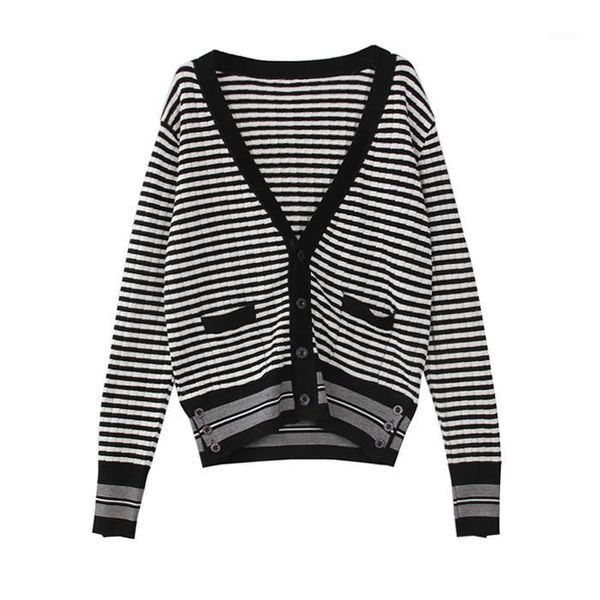 wholesale- women's wool sweater autumn winter runway fashion loose oversize black striped v-neck knited cardigan sweater1, White;black
wholesale- women's wool sweater autumn winter runway fashion loose oversize black striped v-neck knited cardigan sweater1, White;black