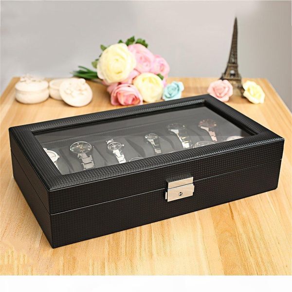 k black high -grade 12 slot luxury carbon fiber display design jewelry display watch box storage holder large glass window, Black;blue
k black high -grade 12 slot luxury carbon fiber display design jewelry display watch box storage holder large glass window, Black;blue