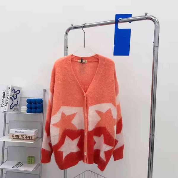 autumn and winter new college style mohair pentagram star v-neck cardigan women's age reducing loose knit coat category clothing outlet, White;black 
autumn and winter new college style mohair pentagram star v-neck cardigan women's age reducing loose knit coat category clothing outlet, White;black
