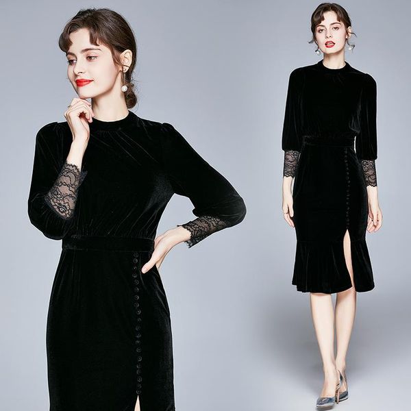 casual dresses lace velvet dress long sleeve black autumn girl clothing ladies chinese fashion for women christmas wear, Black;gray
casual dresses lace velvet dress long sleeve black autumn girl clothing ladies chinese fashion for women christmas wear, Black;gray
