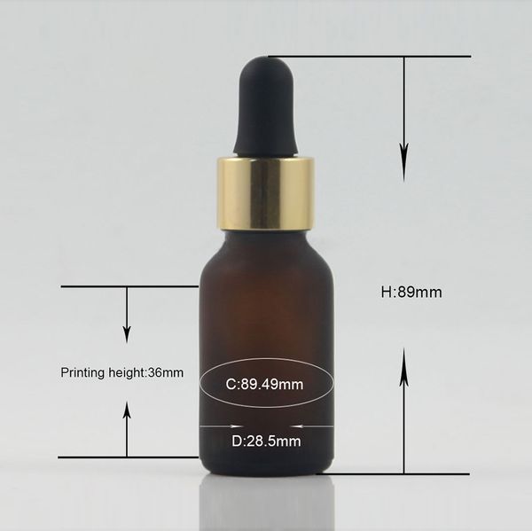 Image of Wholesale 15ml frosted glass dropper bottle amber packaging, cosmetic packaging for essentiall oil