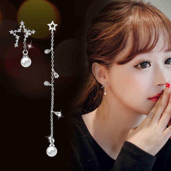 swour new bridal jewelry s925 sterling silver cubic zircon cz crystal pearl long tassel five star dangle earrings s021
swour new bridal jewelry s925 sterling silver cubic zircon cz crystal pearl long tassel five star dangle earrings s021