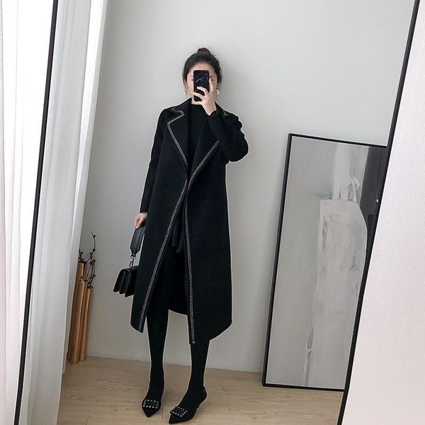 women's wool & blends winter coat women oversize fashion cashmere outerwear female long thickening warm woolen overcoat womens trench c, Black
women's wool & blends winter coat women oversize fashion cashmere outerwear female long thickening warm woolen overcoat womens trench c, Black