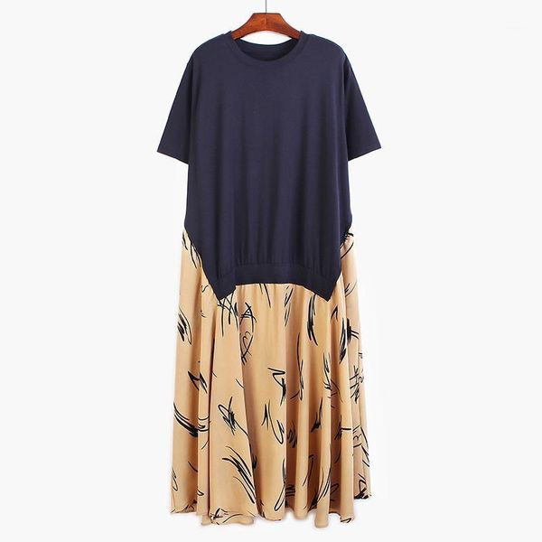 women pattern printed stitch big size dress new round neck short sleeve loose fit fashion tide spring summer 2020 v8231, Black;gray
women pattern printed stitch big size dress new round neck short sleeve loose fit fashion tide spring summer 2020 v8231, Black;gray