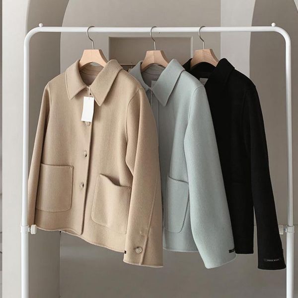 south korea east gate 20 new classic short pure color double face sew wool coat 7dn9, Black
south korea east gate 20 new classic short pure color double face sew wool coat 7dn9, Black