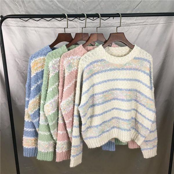 women's sweaters sets in female sweater languid is lazy wind outside color matching stripes loose brief paragraph coat, White;black
women's sweaters sets in female sweater languid is lazy wind outside color matching stripes loose brief paragraph coat, White;black