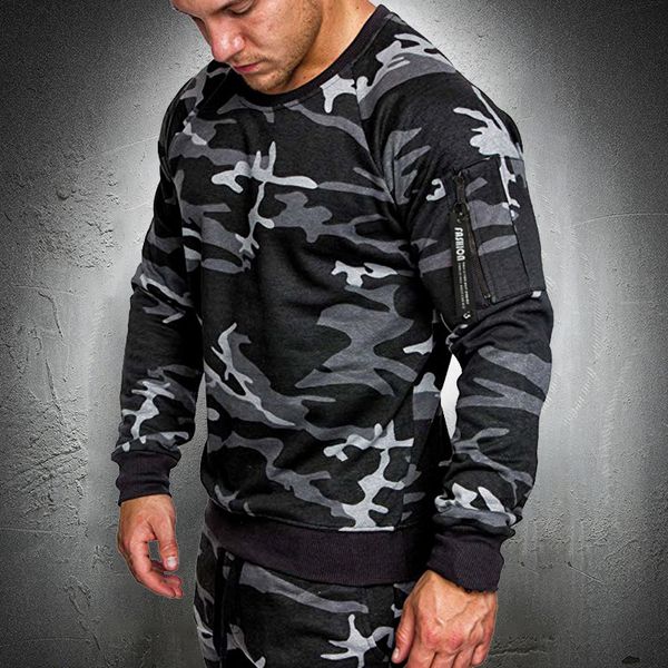 men's sweatshirts of autumn long-sleeve camouflage fine sweatshirt suits gymnasium fitness shirts crewneck, Black
men's sweatshirts of autumn long-sleeve camouflage fine sweatshirt suits gymnasium fitness shirts crewneck, Black