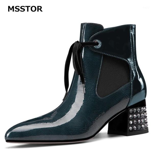 crystal ankle boots for women pointed toe lace-up cow leather casual high heel boots women sewing thick heels winter shoes1, Black
crystal ankle boots for women pointed toe lace-up cow leather casual high heel boots women sewing thick heels winter shoes1, Black