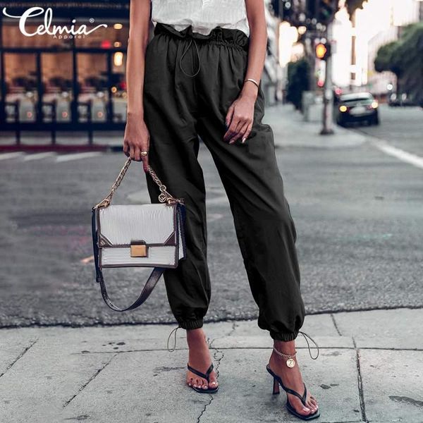 celmia fashion casual pants women elastic waist elegant office cargo pants solid drawstring pockets trousers loose pantalones, Black;white
celmia fashion casual pants women elastic waist elegant office cargo pants solid drawstring pockets trousers loose pantalones, Black;white