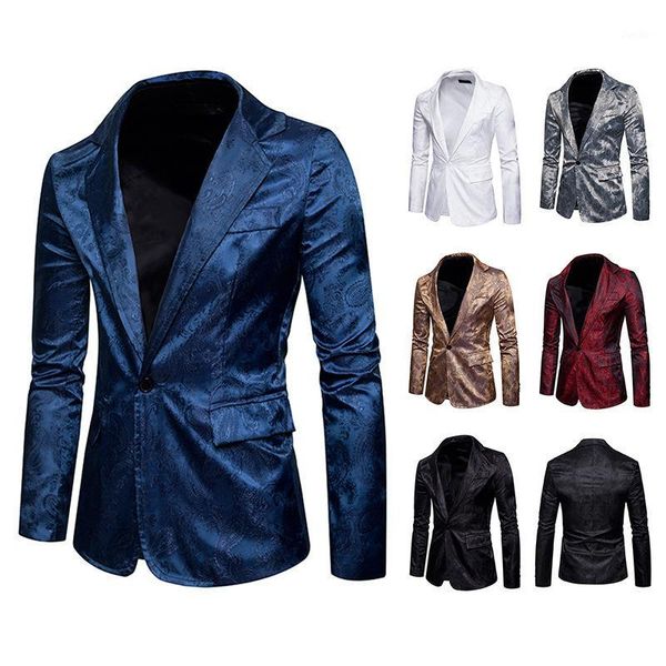 dark bule men's casual slim fit floral pattren blazer coat new fashion men banquet dress suits singer stage performance costumes1, White;black
dark bule men's casual slim fit floral pattren blazer coat new fashion men banquet dress suits singer stage performance costumes1, White;black