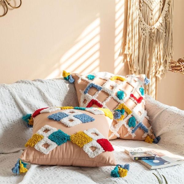 2020 new boho morocco throw pillow case colorful rhombus tufted tassels cushion cover
2020 new boho morocco throw pillow case colorful rhombus tufted tassels cushion cover