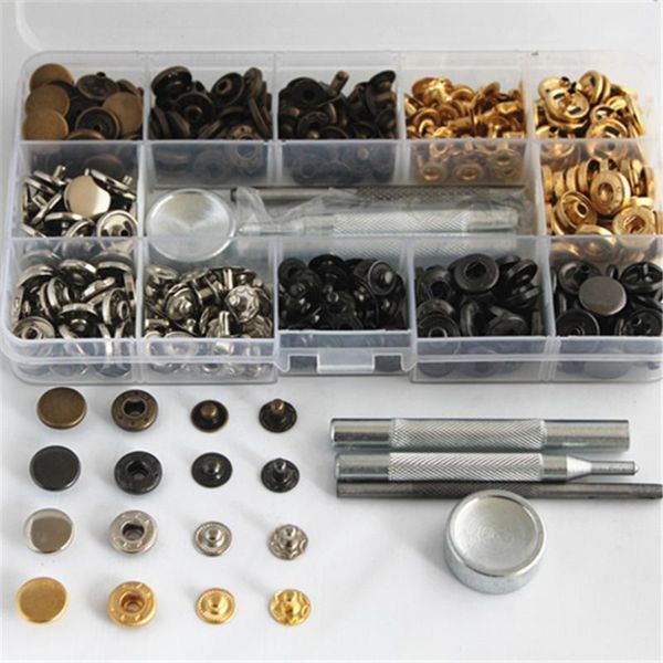 4 colors fasteners kit double cap press studs rivet buttons fixing tools for leather coat down jacket bags belt sewing tool1, Black
4 colors fasteners kit double cap press studs rivet buttons fixing tools for leather coat down jacket bags belt sewing tool1, Black