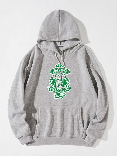 clover & slogan graphic kangaroo pocket drawstring thermal hoodie c0ie#, White;black
clover & slogan graphic kangaroo pocket drawstring thermal hoodie c0ie#, White;black