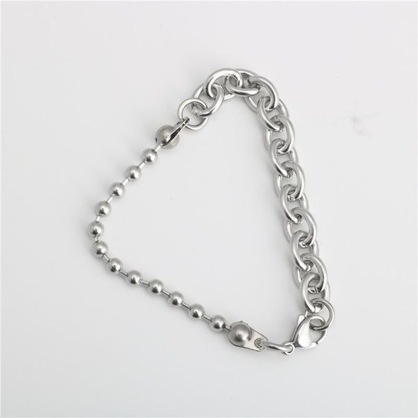 link, chain fashion wave o word splicing bracelet titanium steel stainless simple all-match, Black
link, chain fashion wave o word splicing bracelet titanium steel stainless simple all-match, Black
